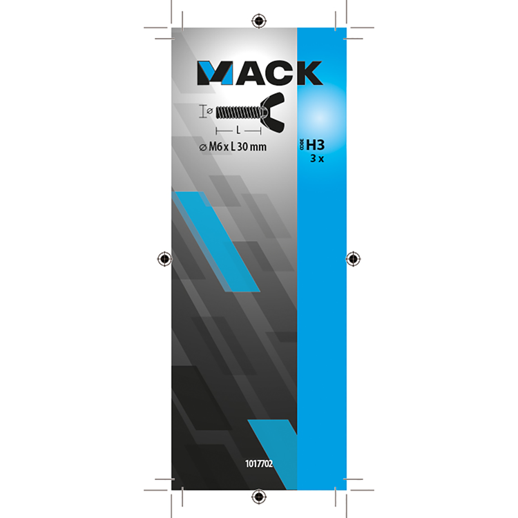 Mack 1017702 - vleugelschroef geelverzinkt 3 st m6 x 30 mm | 10 stuks