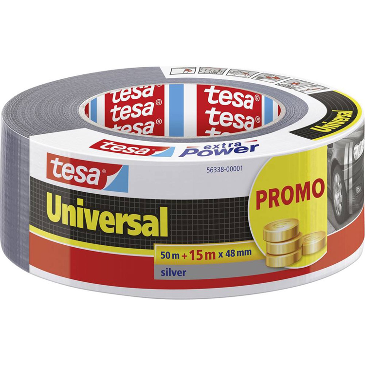 Tesa universal 56338-00001-01 textieltape zilver (l x b) 65 m x 48 mm 1 stuk(s)