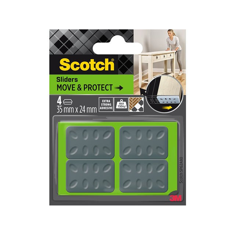 3m 1070700 - scotch® move protect sliderszelfklevend grijs 35mm x 24mm | 7 stuks