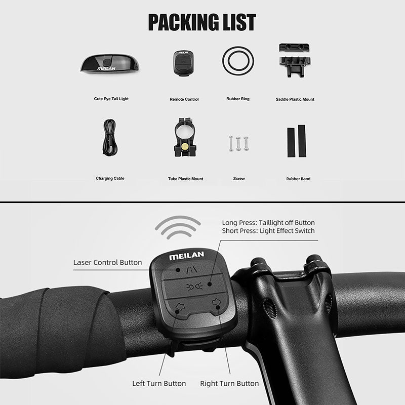 Laser achterlicht met afstandbediening USB Cute Eye