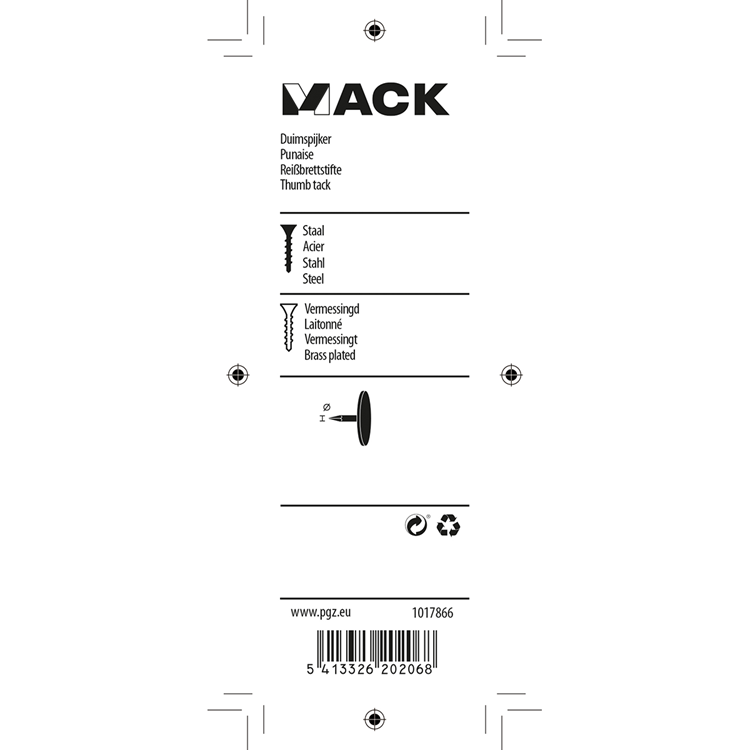 Mack 1017866 - duimspijker staal vermessingd 100 st | 10 stuks
