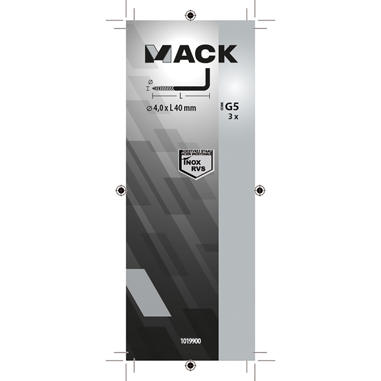 Mack 1019900 - schroefduim roestvrijstaal 3 st 4,0x40 mm | 10 stuks