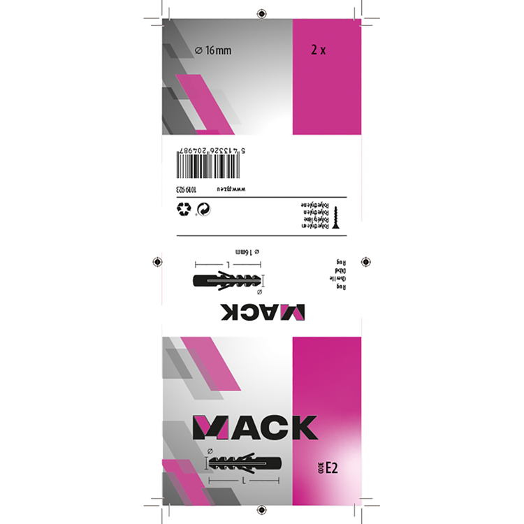 Mack 1019923 - plug polyethyleen 2 st 16mm | 5 stuks