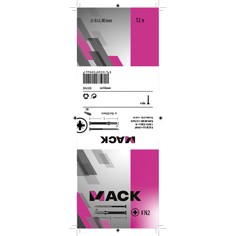 Mack 1017913 - kozijnplug met schroef polyamide 12 st 8 x 80 mm | 5 stuks