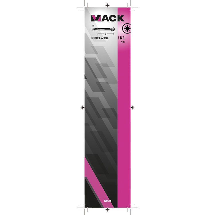 Mack 1017918 - metalen kozijnplug staal verzinkt 4 st 10 x 92 mm | 5 stuks