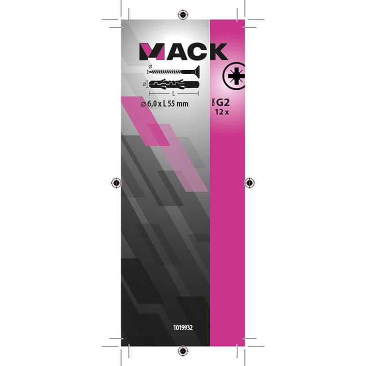 Mack 1019932 - plug lange exp.polyeth. + schr. 4x70 12st 6 x 55 mm | 5 stuks