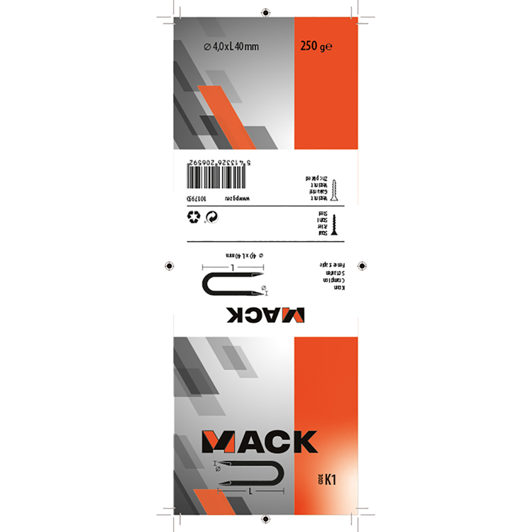 Mack 1017950 - kram staal verzinkt verzinkt 250 gr 4,0 x 40 mm | 5 stuks