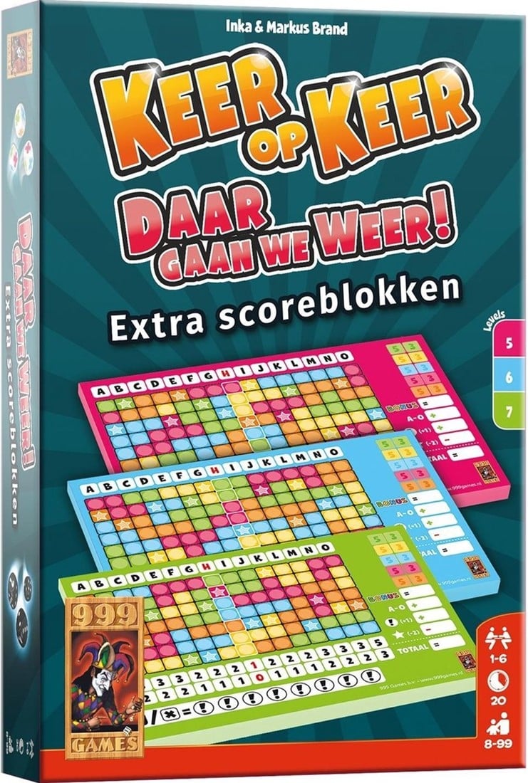 999Games Scoreblokken Keer op Keer niveau 5 6 7 papier 3 stuks