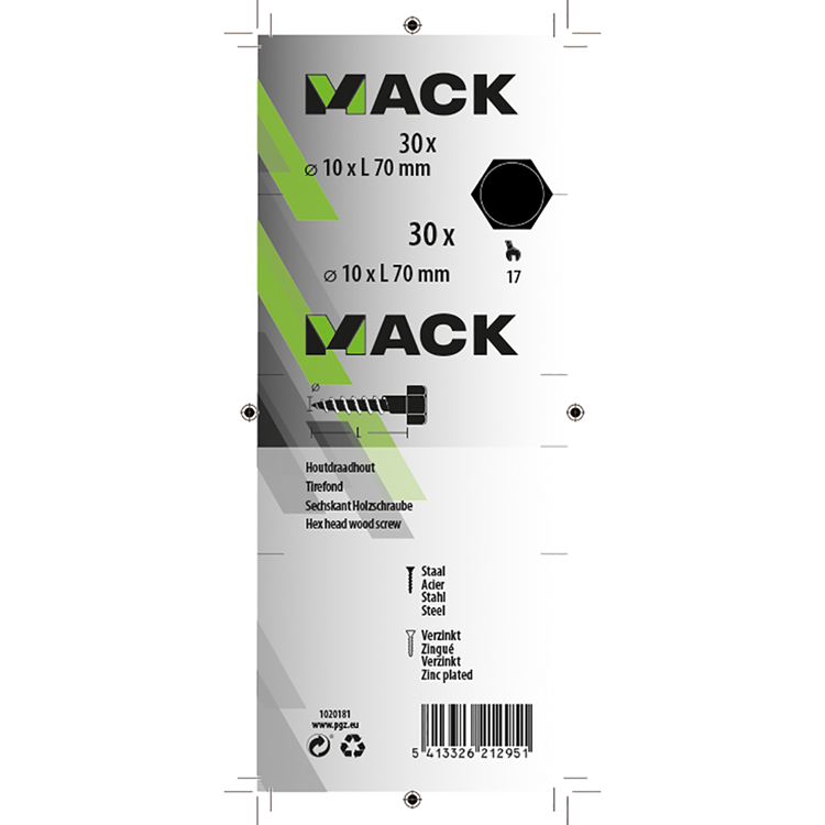 Mack 1020181 - houtdraadbout verzinkt 30 st 10 x 70 mm | 3 stuks