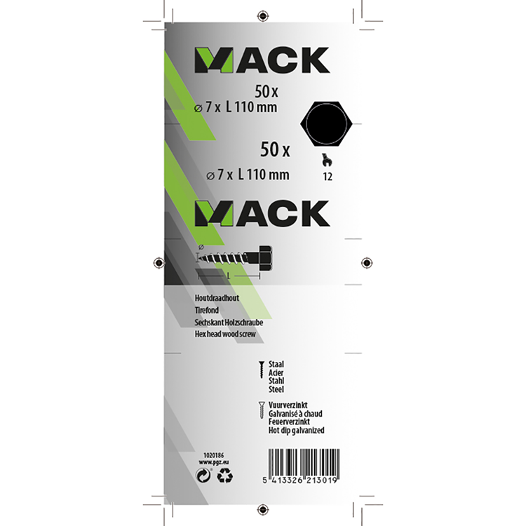 Mack 1020186 - houtdraadbout vuurverzinkt 50 st 7 x 110 mm | 2 stuks
