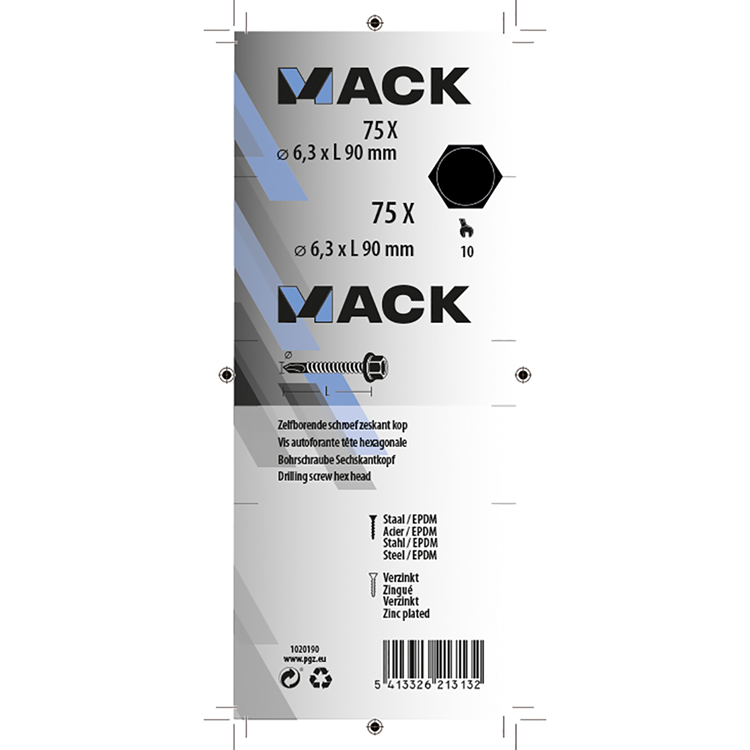 Mack 1020190 - zelfbor.schroef zeskt kop epdm-vz 75st 6,3 x 90 mm | 1 stuks