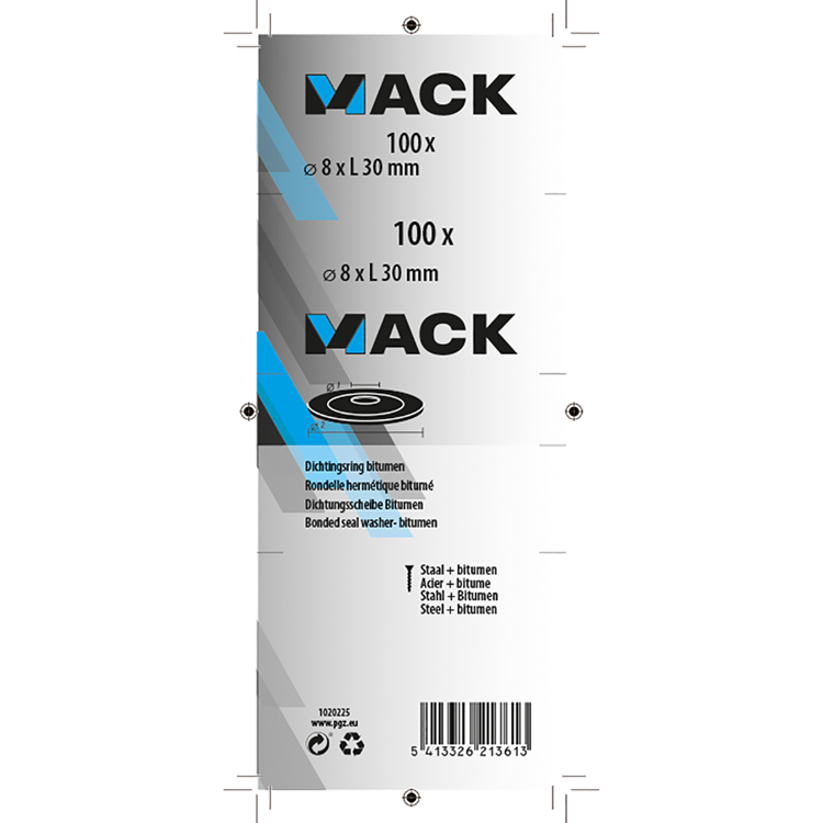 Mack 1020225 - dichtingsring bitumen verzinkt100 st 8,0 x 30 mm | 5 stuks