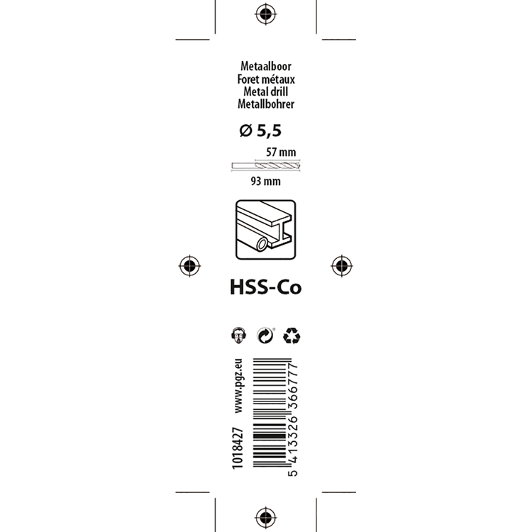 Mack 1018427 - metaalboor hss co5% din 338 ø 5,5 x 93 mm | 5 stuks