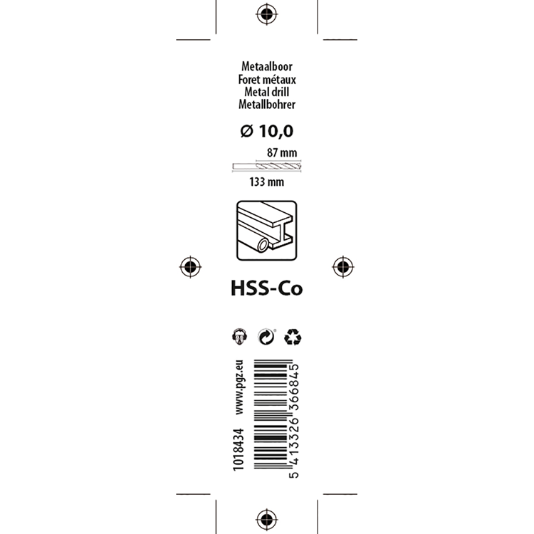 Mack 1018434 - metaalboor hss co5% din 338 ø 10,0 x 133 mm | 5 stuks