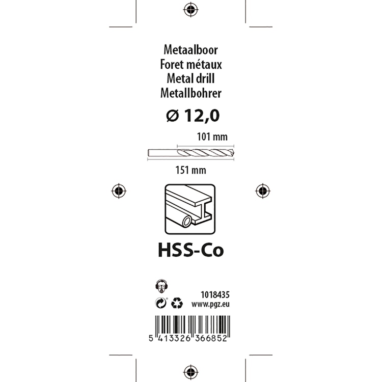 Mack 1018435 - metaalboor hss co5% din 338 ø 12,0 x 151 mm | 5 stuks