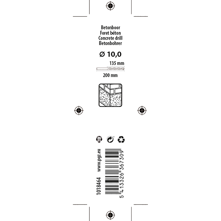 Mack 1018464 - betonboor din 8039 ø 10,0 x 200 mm | 5 stuks