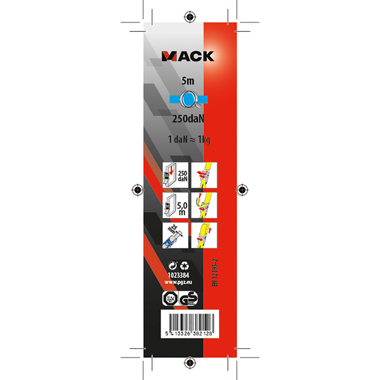 Mack 1023384 - lint polyester, met gesp, 25mm-5m max250kg | 10 stuks