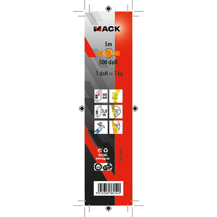 Mack 1023386 - spangordel polyester, ratelspanner 25mm-5m max500kg | 3 stuks