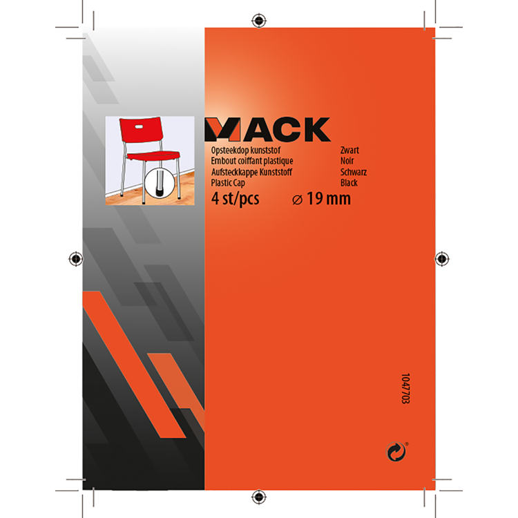 Mack 1047703 - opsteekdop kunststof zwart ø 19 mm 4 st pcs | 6 stuks