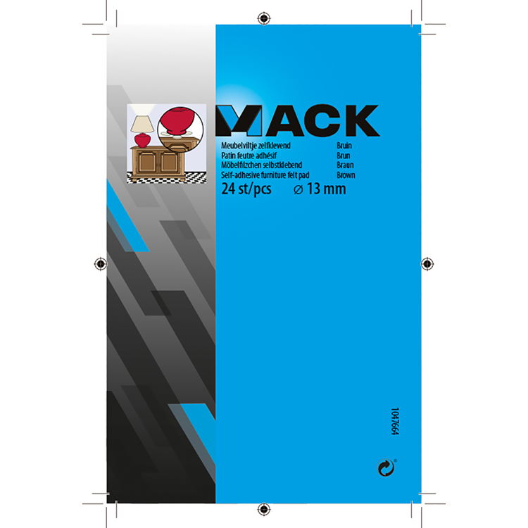 Mack 1047664 - meubelviltje zelfklevend bruin ø 13 mm 24 st pcs | 12 stuks