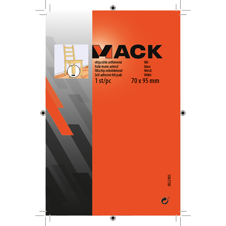 Mack 1047709 - viltpastille zelfklevend wit 70 x 95 mm 1 st pc | 12 stuks