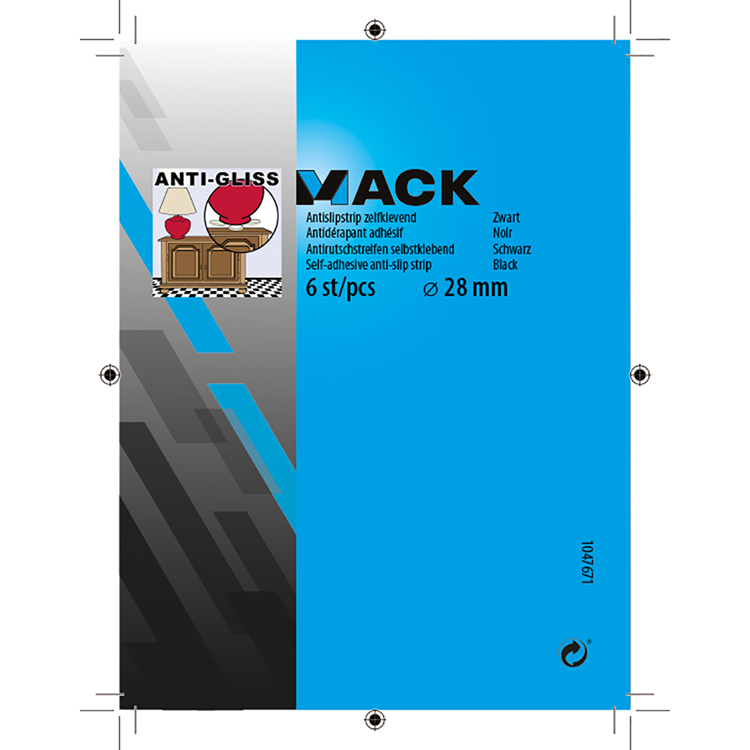 Mack 1047671 - antislipstrip zelfklevend zwart ø 28 mm 6 st pcs | 12 stuks