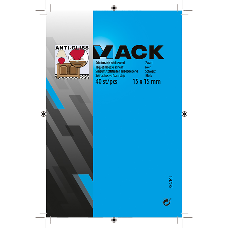 Mack 1047675 - schuimstrip zelfklevend zwart 15 x 15 mm 40 st pcs | 6 stuks