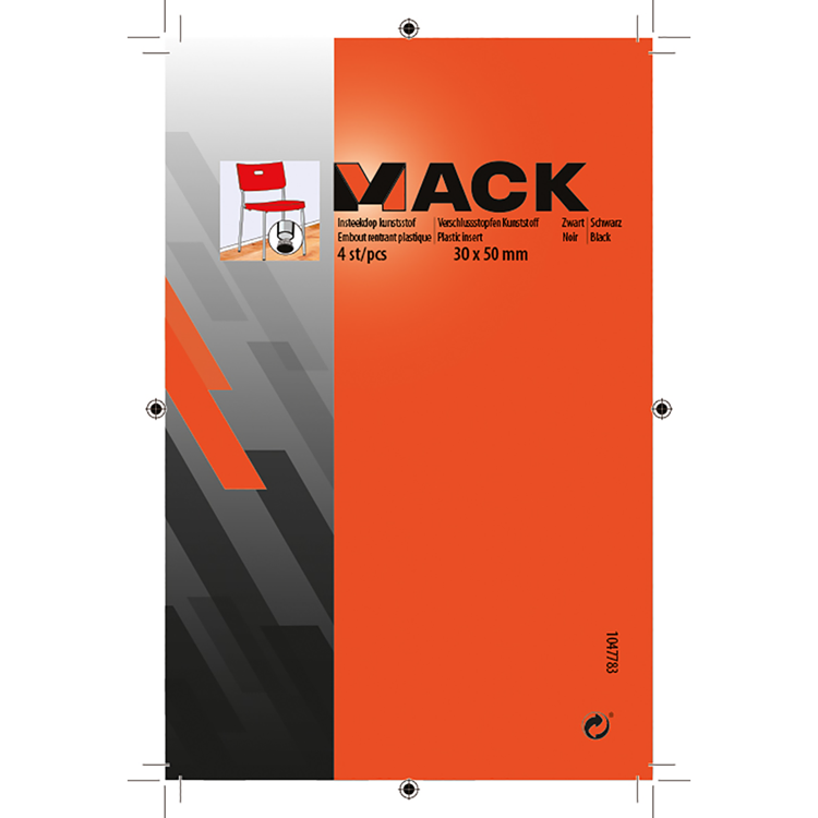 Mack 1047783 - insteekdop kunstsstof zwart 30 x 50 mm 4 st pcs | 6 stuks