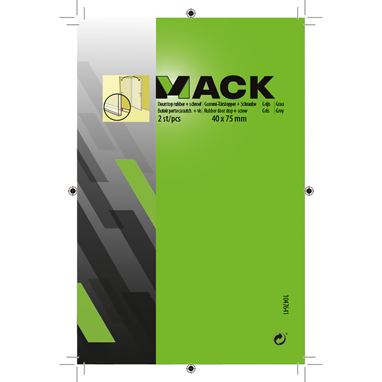 Mack 1047641 - deurstop rubber + schroef grijs 40 x 75 mm 2 st pcs | 6 stuks