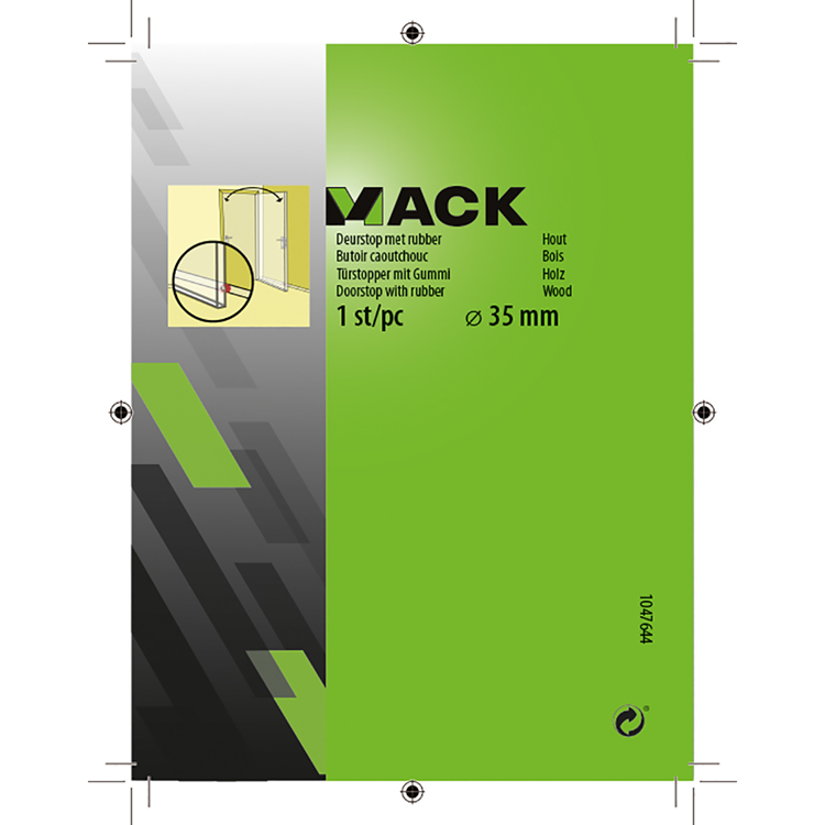 Mack 1047644 - deurstop met rubber hout ø 35 mm 1 st pc | 6 stuks