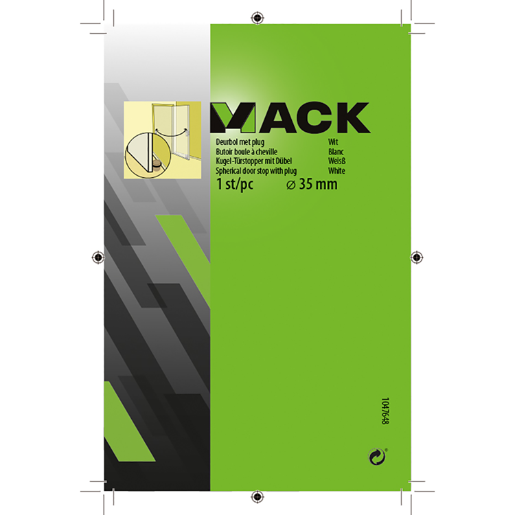 Mack 1047648 - deurbol met plug wit ø 35 mm 1 st pc | 6 stuks