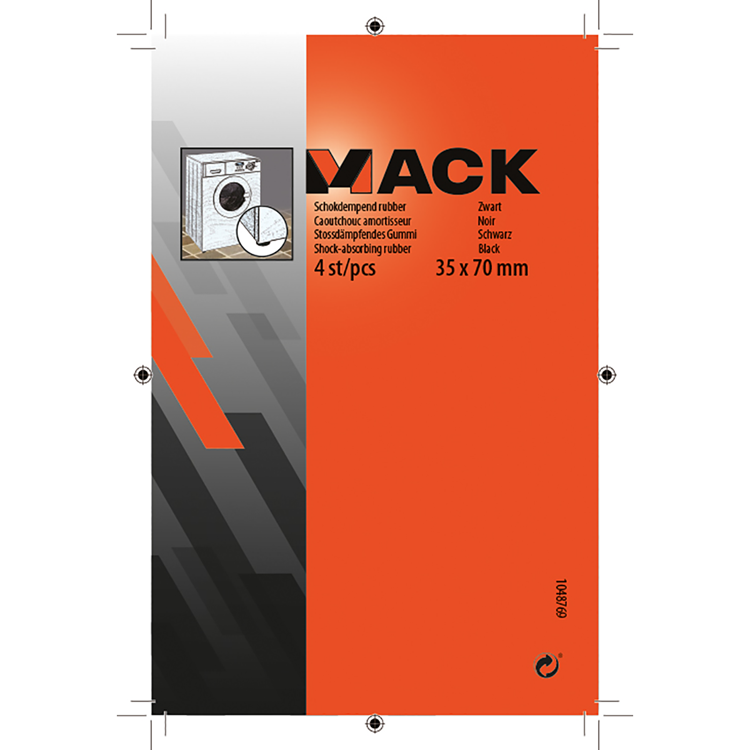 Mack 1048769 - schokdempend rubber zwart 35 x 70 mm 4 st pcs | 6 stuks