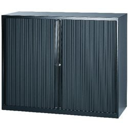 Roldeurkast gelast laag staal kunststof 120x43x103cm zwart