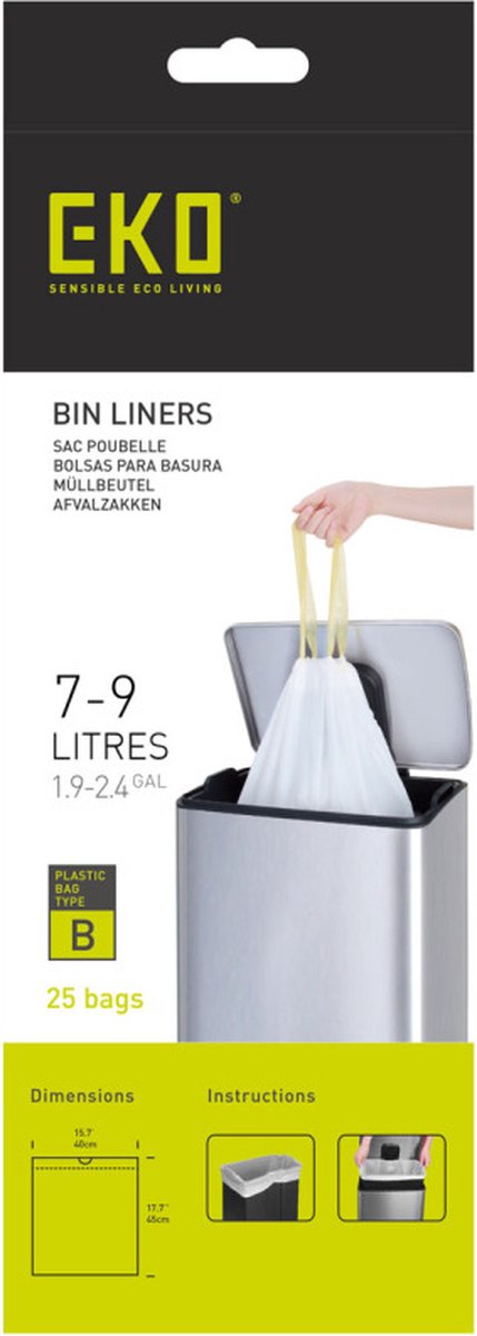 Eko afvalzakken type b | 7 - 9 liter | rol 25 stuks