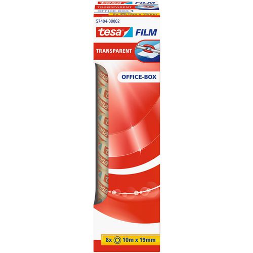 Tesa plakband 57404 zelfklevend 19mmx10m 8 rollen. kleur: transparant