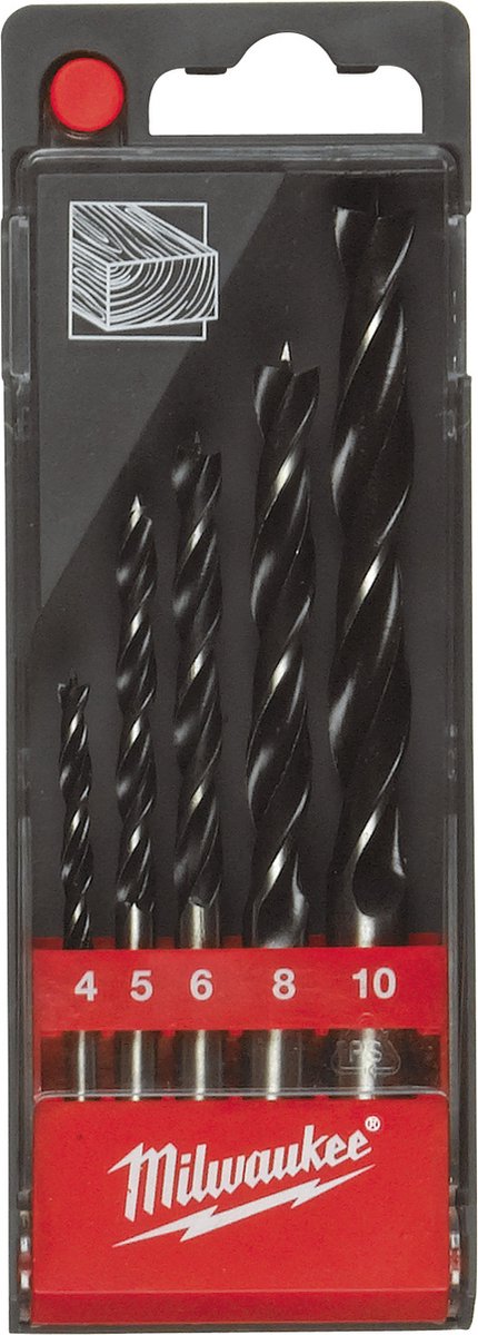 Milwaukee 4932352465 5 delige houtborenset - 4 5 6 8 10mm