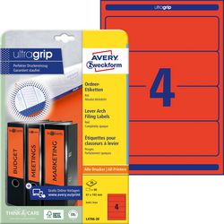 Avery ordnerrugetiketten zweckform 192 x 38 mm rood 140 stuks