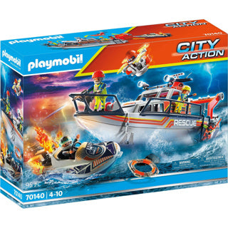 Playmobil 70140 redding op zee: brandbestrijdings missie met reddingscruiser