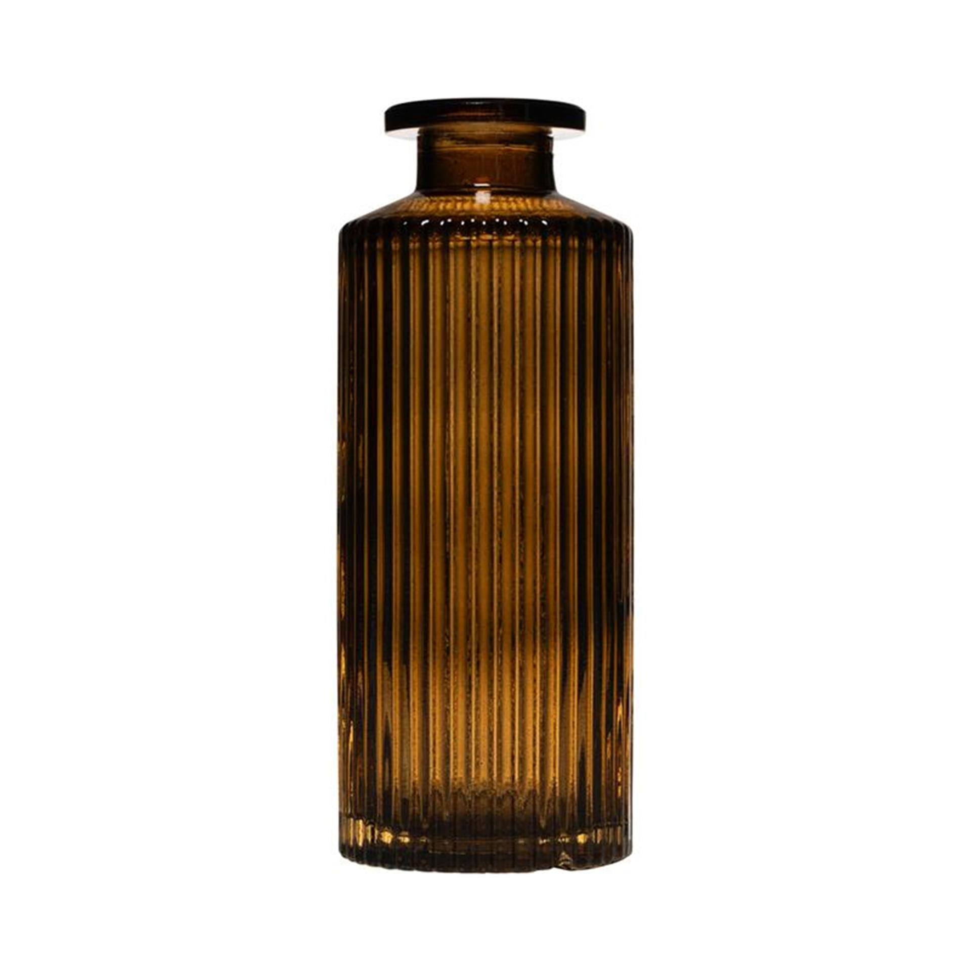 Hakbijl glass tobi lines flesvaas taupe ø5,4xh13cm