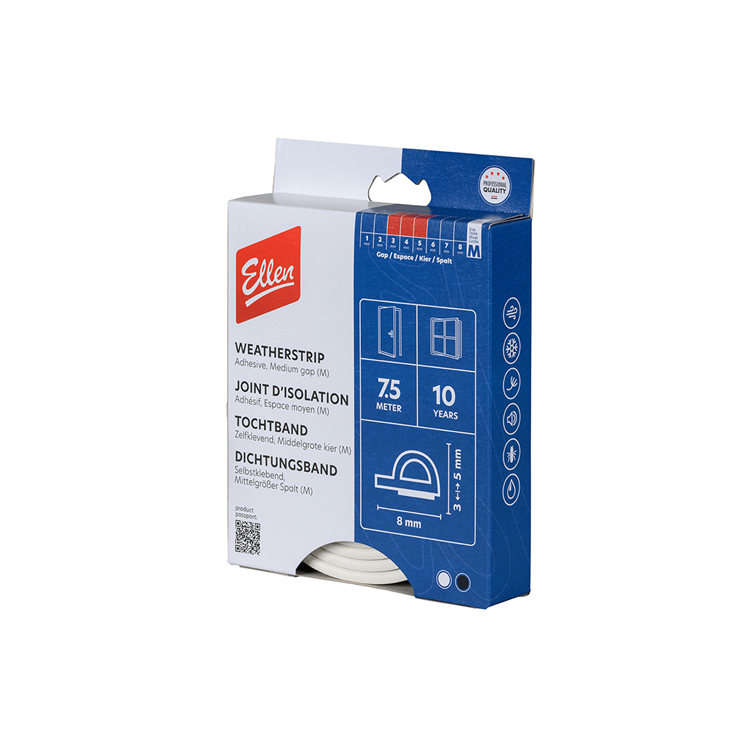 Ellen tochtband p-profiel - wit - 10x5mm - 7,5m