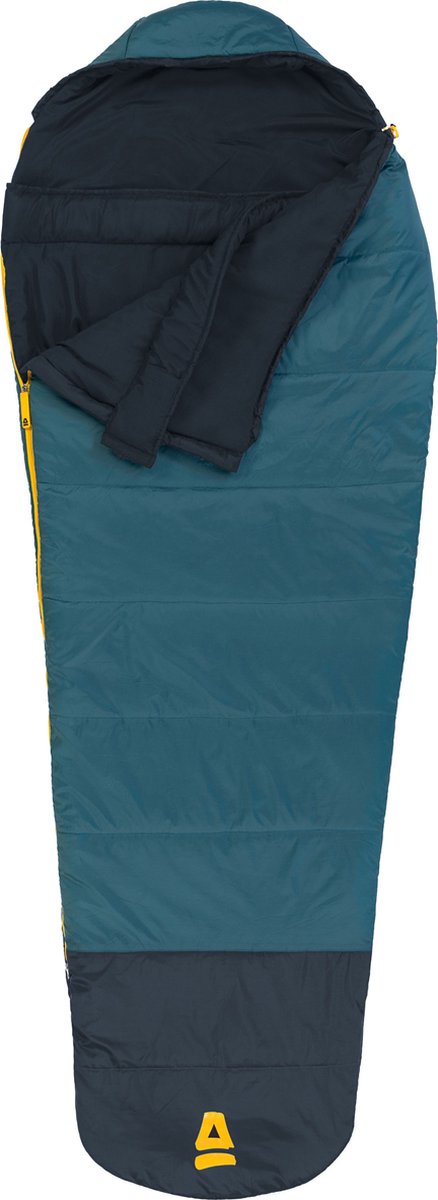 Abbey camp slaapzak compressie - 3 seizoenen - perfect voor trekking - mummie model - blauw - 215 x 80 cm - nylon