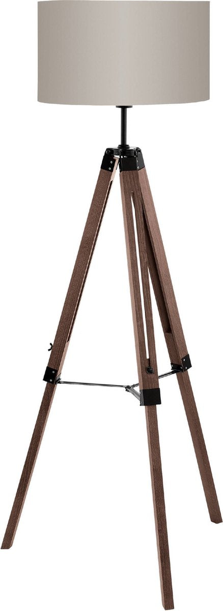 Eglo lantada vloerlamp - e27(excl.) - 143 cm - hout - driepoot - bruin, taupe - fsc hout