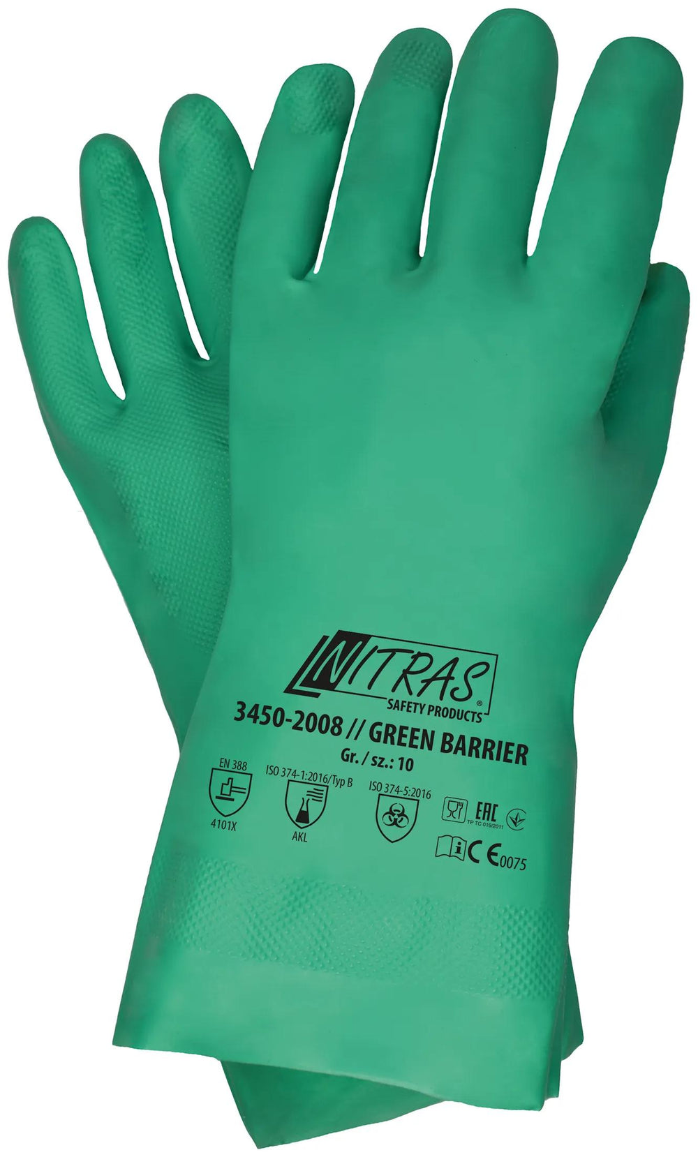 Nitras safety nitrile glove size 10 green barrier