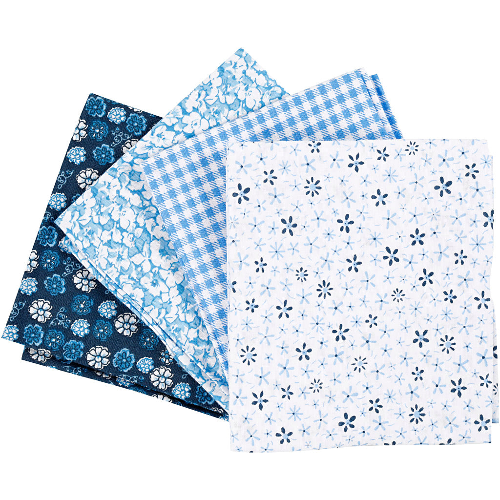 Patchworkstof Blauw 45x55cm, 4st.