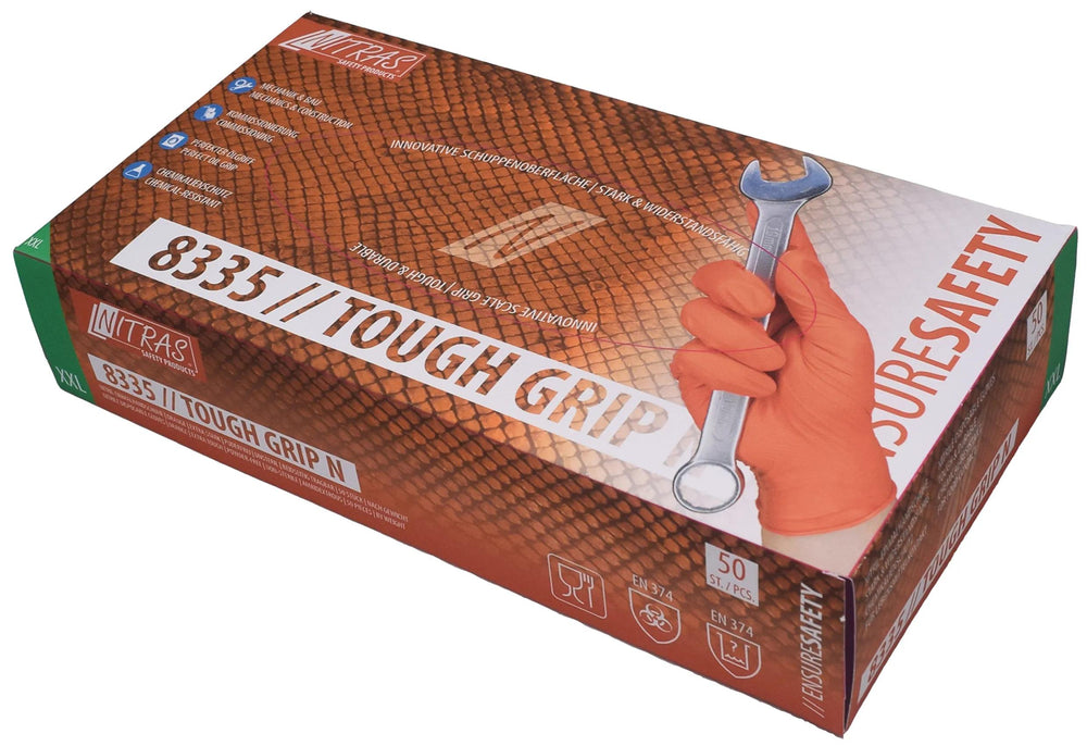 Nitras safety nitril gloves gr. l orange tough grip n 50pcs