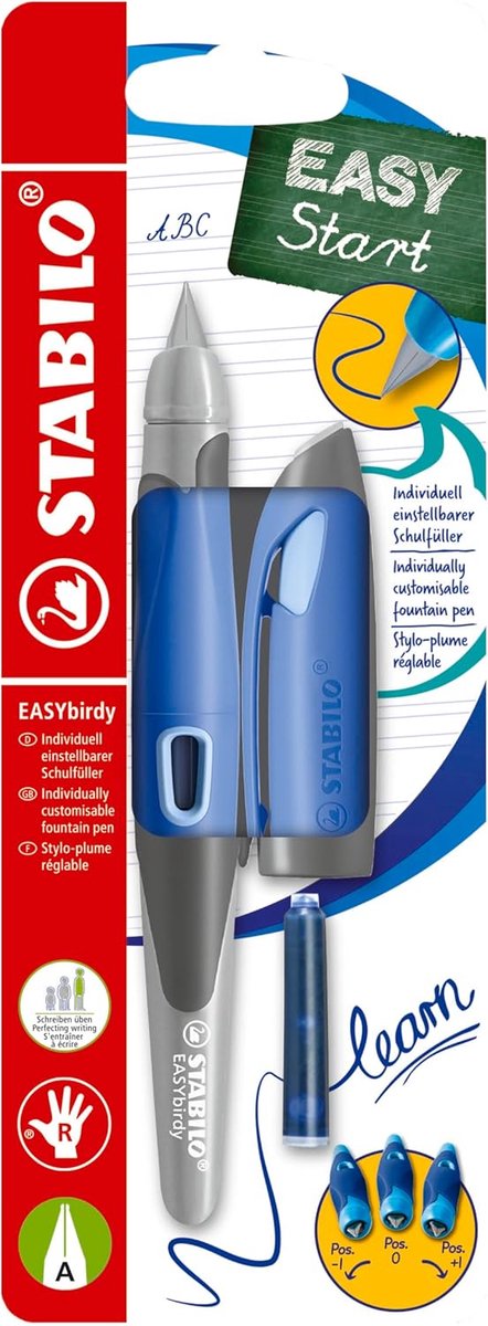 Stabilo easybirdy - ergonomische vulpen - pastel lichtblauw - a punt voor rechtshandigen