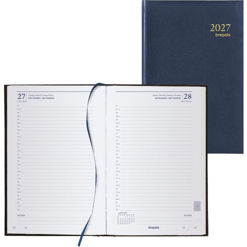 Agenda saturnus kort lima brepols 20,8 x 13,3 cm blauw 1 dg per pag