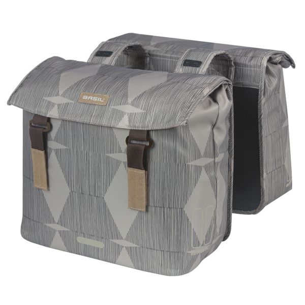 Sacoche vélo double Basil Elegance 40-49 litres 40 x 38 x 16 cm - chateau taupe