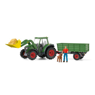 Schleich farm world tractor met aanhanger 42608