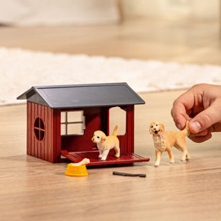 Schleich boerderijwereld hondenhok met golden retrievers 42722